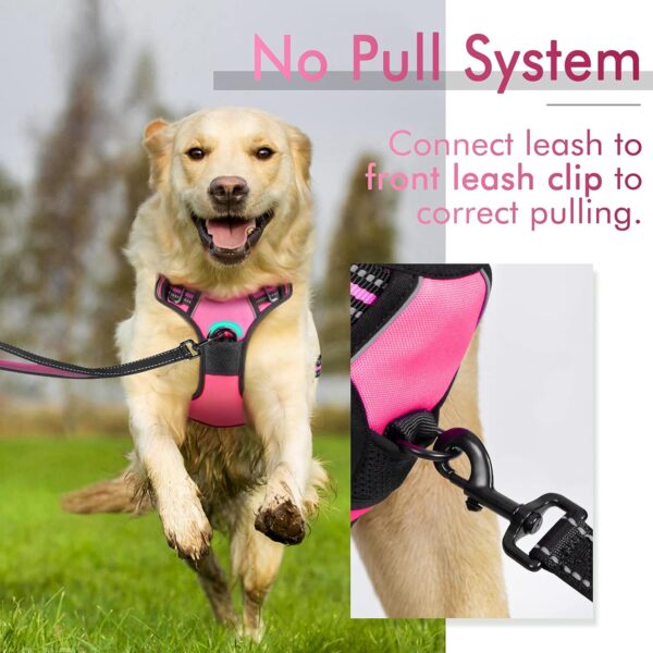 rabbitgoo Dog Harness, No-Pull Pet Harness with 2 Leash Clips, Adjustable Soft Padded Dog Vest, Reflective No-Choke Pet Oxford Vest with Easy Control Handle for Large Dogs, Hot Pink, L - Image 7