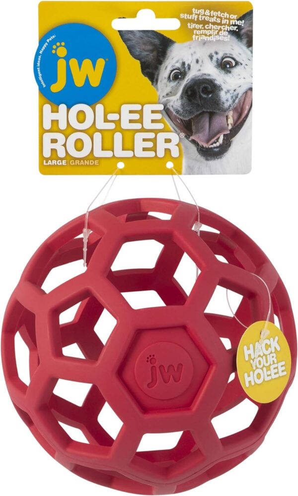 JW Pet Hol-ee Roller Dog Toy Puzzle Ball, Natural Rubber, Large (5.5 Inch Diameter), Colors May Vary - Image 4