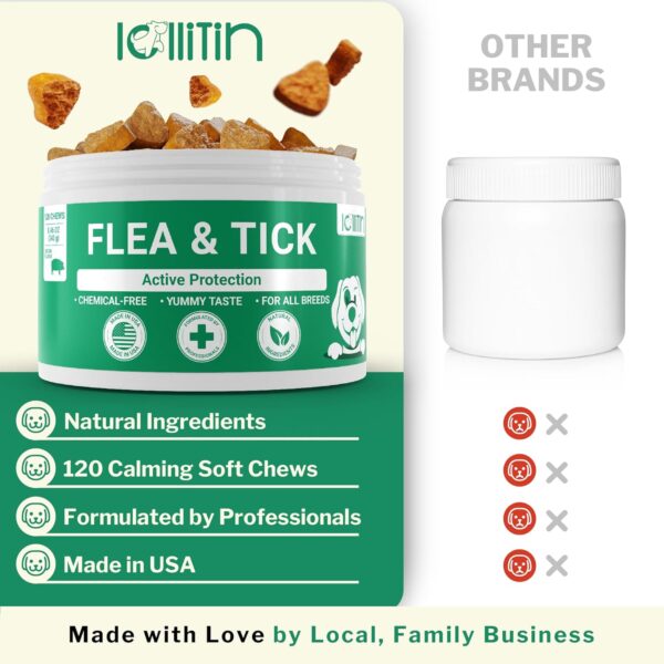 Flea and Tick Prevention for Dogs - Dog Chews for Flea and Tick Control - All Natural Supplement for Dogs - All Breeds and Ages - Made in USA - 120 Chews - Bacon Flavor - by Lollitin - Image 7