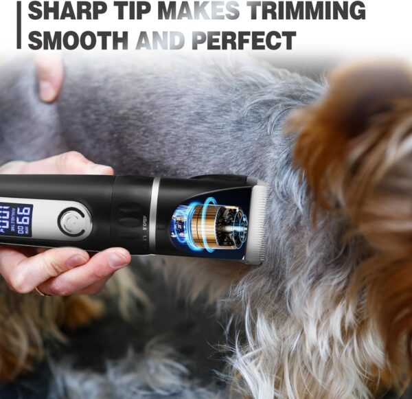 Dog Grooming Kit with LCD Display, Low Noise Dog Clippers for Grooming, Heavy Duty Dog Trimmer, Dog Grooming Supplies with Scissor, Shaver for Dogs Cats Pets, Electric Quiet Cordless - Image 6