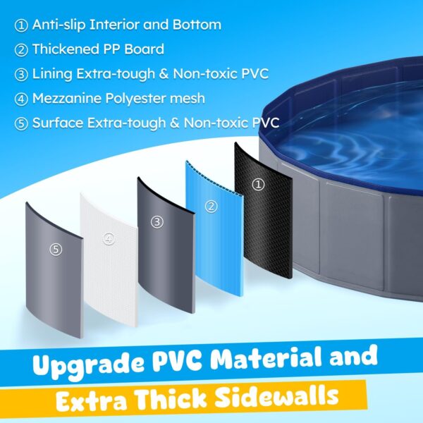 Niubya Foldable Dog Pool, Collapsible Hard Plastic Dog Swimming Pool, Portable Bath Tub for Pets Dogs and Cats, Pet Wading Pool for Indoor and Outdoor, 80 x 12 Inches - Image 4