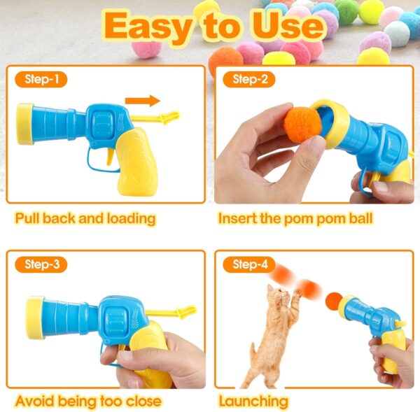 31Pcs Cat Ball Toy Launcher Gun, Cat Balls Fetch Toy, 30Pcs Plush Fuzzy Balls Launcher Cat Toy for Cats with 1 Gun, Funny Interactive Cat Toys for Bored Indoor Adult Cats, Cute Kitten Kitty Toys - Image 6