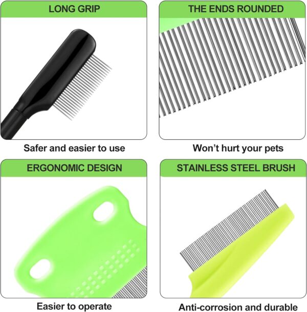 5 Pieces Dog Eye Combs Tear Stain Remover Combs Pet Grooming Comb for Small Dogs Gently Removing Eye Mucus and Crust (Green, Black) - Image 3