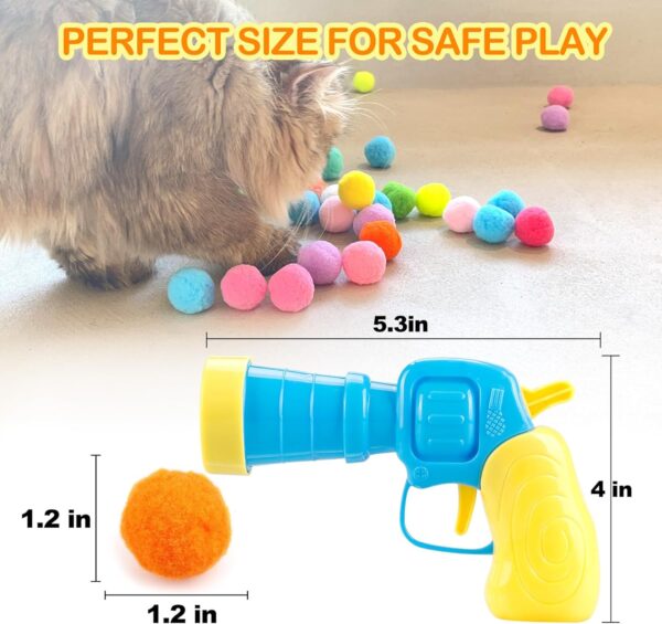 31Pcs Cat Ball Toy Launcher Gun, Cat Balls Fetch Toy, 30Pcs Plush Fuzzy Balls Launcher Cat Toy for Cats with 1 Gun, Funny Interactive Cat Toys for Bored Indoor Adult Cats, Cute Kitten Kitty Toys - Image 4