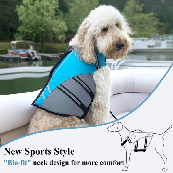 VIVAGLORY Sports Style Dog Life Jacket with Adjustable & Durable, Extra Flotation Swim Life Vest with Secure Fastening System for Large Dogs, Blue - Image 3