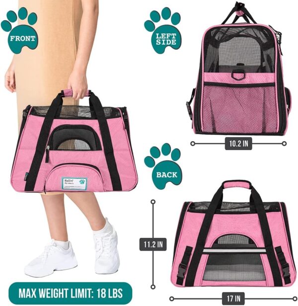 PetAmi Airline Approved Pet Carrier for Cat, Soft Sided Dog Carrier for Small Dogs, Cat Travel Supplies Accessories for Indoor Cats, Ventilated Pet Carrying Bag Medium Large Kitten Puppy, Small Pink - Image 2