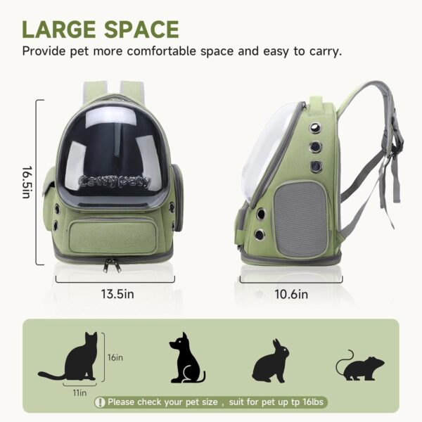 Cat Backpack Carrier, Breathable Cat Carrier Large Space Bubble Pet Backpack for Kitty Small Dog up to 15lbs, Transparent & Foldable Pet Carrier for Travel Hiking - Image 6