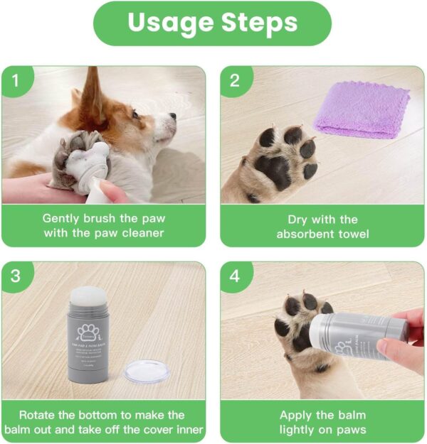 Dog Paw Care Kit | Dog Paw Cleaner for Dogs & Cats (6.8oz) | Dandelion No Rinse Clean Paws Foaming Cleanser | Pet Paw Cleaner Foot Washer w/Natural Lick Safe Dog Paw Pad Blam Stick(2.4 oz) - Image 4