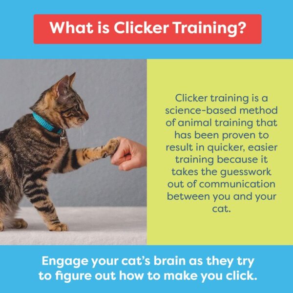 Clicker Training Kit - Training kit for Cat, Fist Bump Training, Positive Behavior - Includes Quiet Clicker, Retractable Target Stick, Illustrated Booklet - Image 3