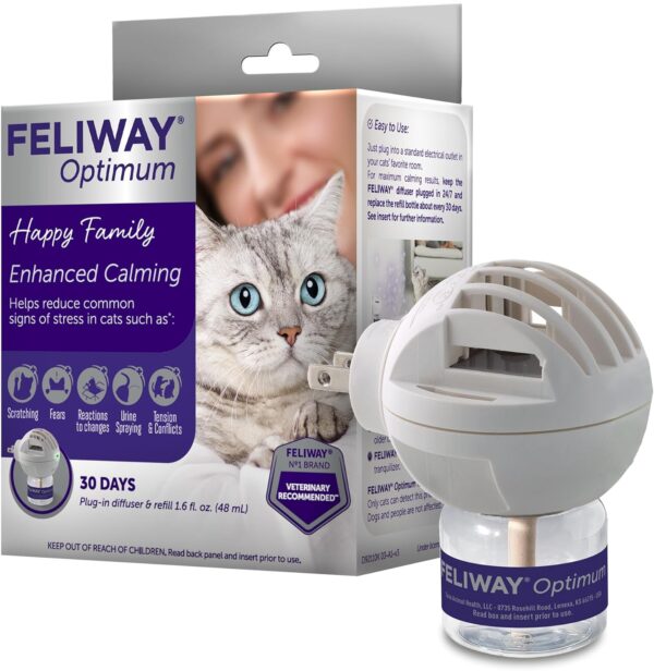 FELIWAY Optimum Cat, Enhanced Calming Pheromone Diffuser, 30 Day Starter Kit (48 mL), Translucent