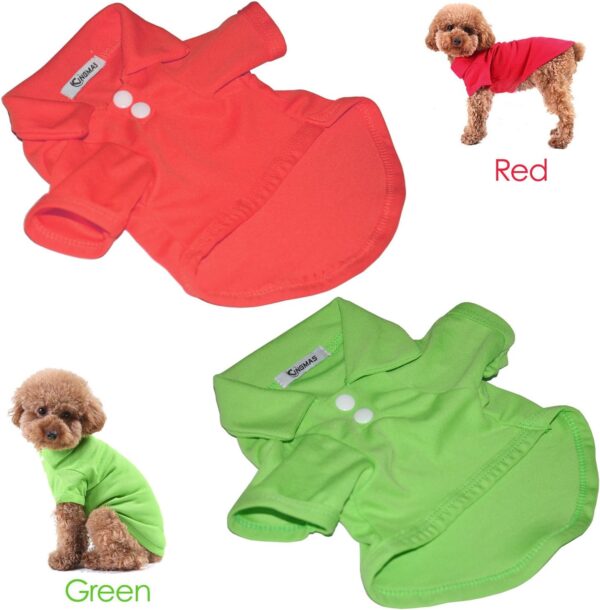 KINGMAS 4 Pieces Dog T-Shirt, Breathable Pet Shirts, Puppy Sweatshirt Dog Clothes Outfit Apparel Coats for Small Medium Dogs Cats (Blue, Green, Red, Orange) - Small - Image 7