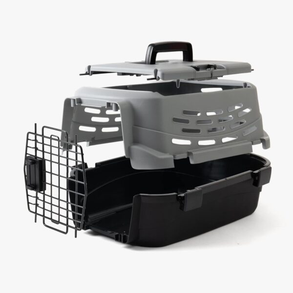 IRIS USA 23" Small Pet Travel Carrier with Front and Top Access, 2-Door Top Load, Hard-Sided Training Crate for 18 Lbs. Pet Cat Small-Sized Dog with Left or Right Opening Top Door, Black/Gray - Image 9