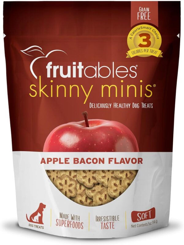 Fruitables Skinny Mini Dog Treats – Healthy Treats for Dogs – Low Calorie Training Treats – Free of Wheat, Corn and Soy – Apple Bacon – 5 Ounces