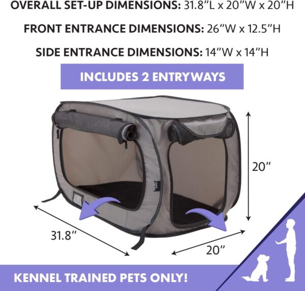 SportPet Designs Large Pop Open Kennel, Portable Cat Cage Kennel, Waterproof Pet bed, Carrier Collection - Image 2