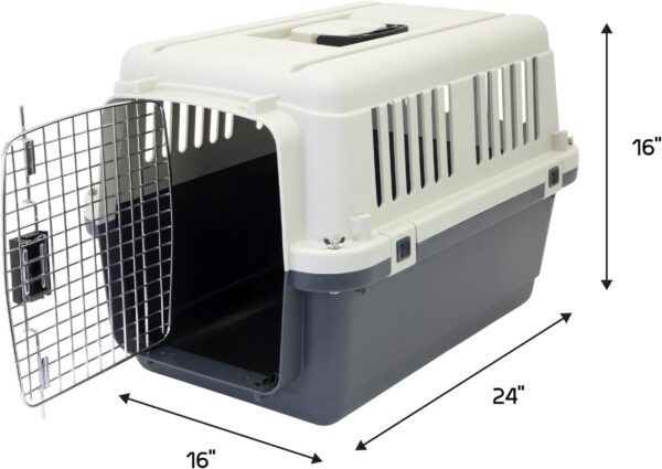 SportPet Designs Plastic Kennels Rolling Plastic Wire Door Travel Dog Crate - Small - No Wheel, Tan - Image 6