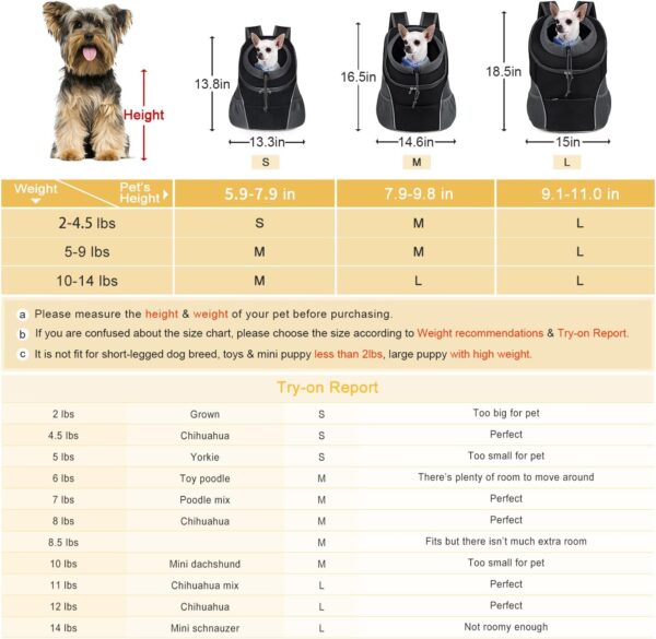 WOYYHO Pet Dog Carrier Backpack Side Storage Pockets Dog Backpack Carrier Adjustable Straps Dog Head-Out Backpacks Puppy Front and Back Carrier for Small Dogs Cats - Image 5