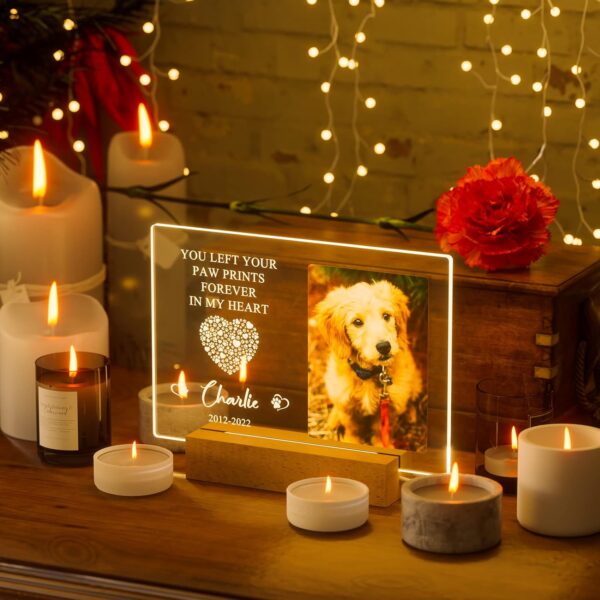 Bemaystar Personalized Pet Memorial Gifts Dog Memorial Gifts for Loss of Dog Pet Loss Gifts in Memory of Dog Night Lights Custom Dog Memorial Plaque Cat Memorial Photo Frame Pet Sympathy Gifts - Image 2