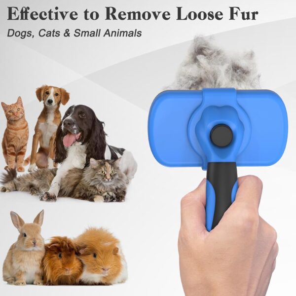 Self Cleaning Slicker Brush for Dogs & Cats, Skin Friendly Grooming Cat Brush, Dog Brush for Shedding, Deshedding Brush, Hair Brush Puppy Brush for Haired Dogs, Pet Supplies Accessories, Blue - Image 6