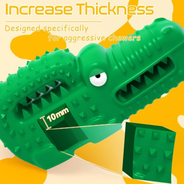 Dog Toys, Squeaky Indestructible Dog Chew Toys for Aggressive Chewers, Tough Alligator Rubber Teething Chew Dog Toys for Large Medium Small Dog (Green crocodile) - Image 3