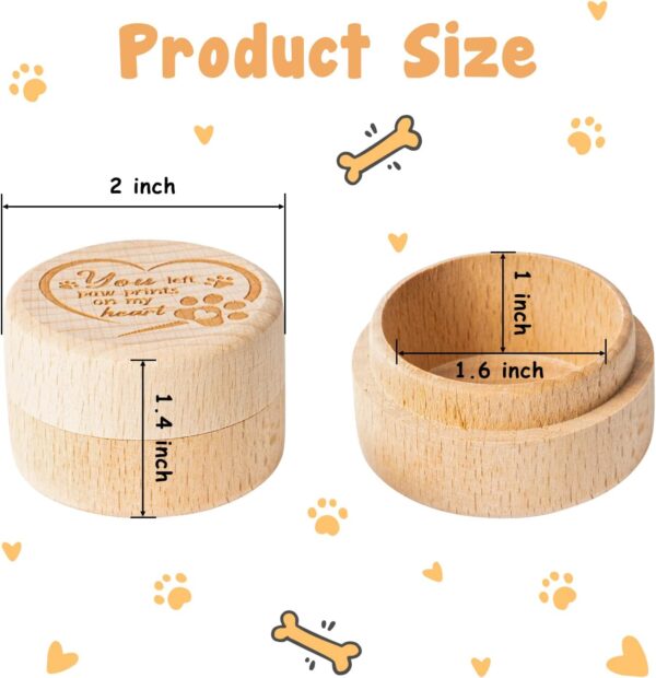 Pet Hair Keepsake Box, Wooden Pet Fur Memorial Box with Pet Paw Engraving Dog Cat Hair Ashes Container Memorial Urn Pet Loss Sympathy Gifts for Pet Lovers Friends - Image 2