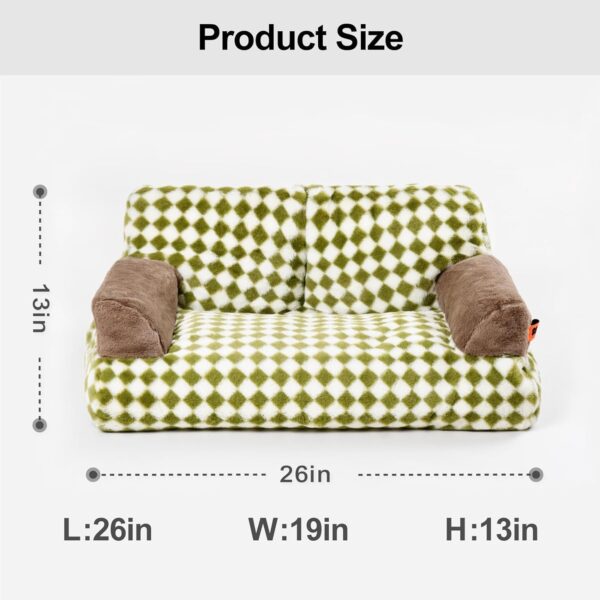 MEWOOFUN Pet Couch Bed, Washable Cat Beds for Medium Small Dogs & Cats up to 25 lbs, Dog Beds with Non-Slip Bottom, Fluffy Cat Couch, 26×19×13 Inch (Green) - Image 6