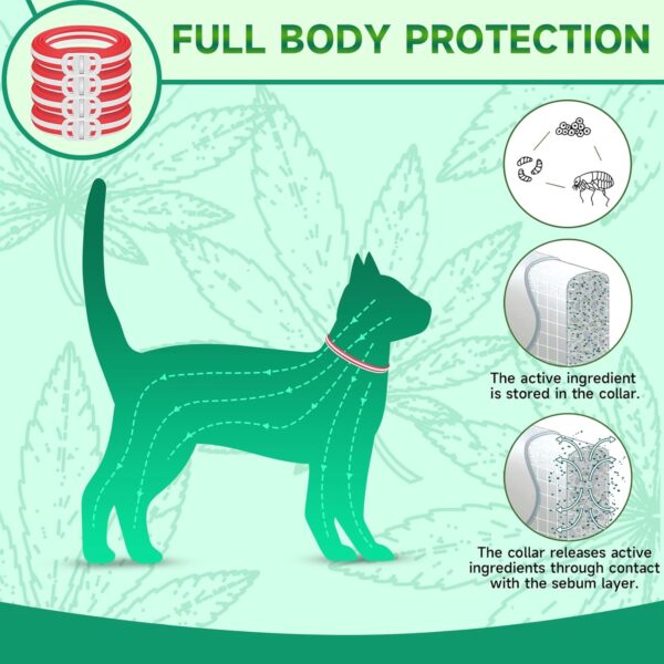 4 Pack Flea Collar for Cats, 32 Months Flea and Tick Prevention for Cats Collar, Flea and Tick Collars for Cats, Waterproof Cat Flea Collar, Adjustable Cat Flea and Tick Collar, Red & White - Image 2