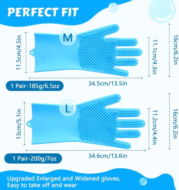 Pecute Pet Grooming Gloves, Heat Resistant Cat Bathing Gloves with High-Density Teeth, Silicone Dog Bathing Gloves with Enhanced Five Finger Design, Bathing and Massaging for Dogs and Cats Blue - Image 6