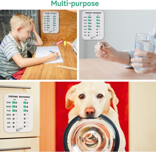 Pet Feeding Reminder for Dogs Cats, Magnetic Reminder Sticker Sign, AM/PM Daily Indication, Dog Accessories Helps You to Track Pet Feeding & Medication (White) - Image 3