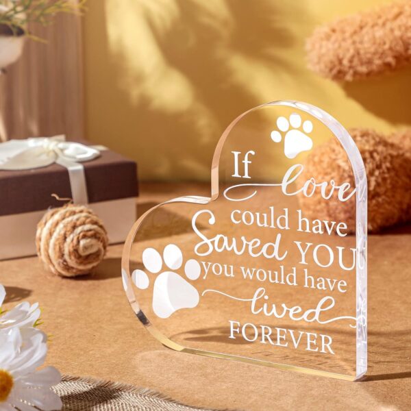 Pet Memorial Gift Pet Keepsake Gift Sympathy Gift for Loss Remembrance Gifts Cat Memorial Gifts Bereavement Crystal Acrylic Heart Decor Crystal Acrylic Heart Condolence Gifts for Loss of Loved One - Image 3