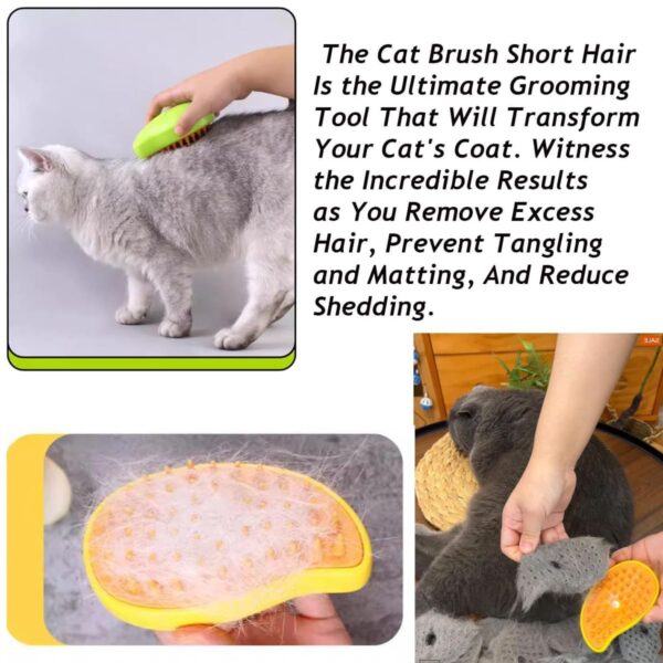 Steamy Cat Brush,3 In1 Spray Cat Brush, Self Cleaning Cat Steamy Brush, Cat Steamy Brush for Massage, Cat Grooming Brush for Removing Tangled and Loose Hair (Green) - Image 4