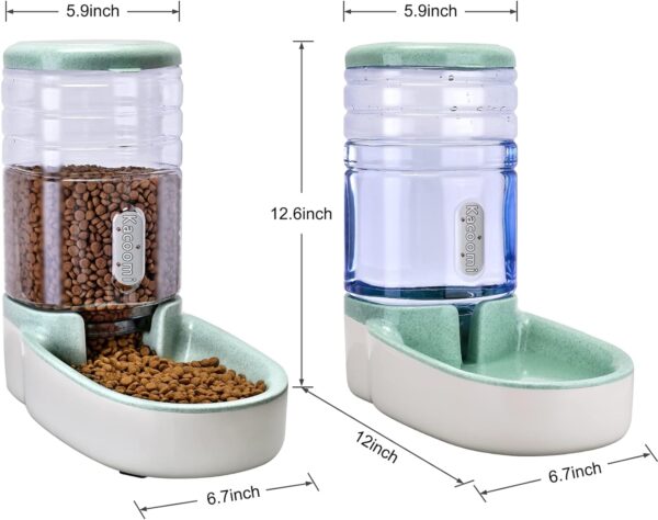 Automatic Dog Cat Feeder and Water Dispenser Gravity Food Feeder and Waterer Set with Pet Food Bowl for Small Medium Dog Puppy Kitten, Large Capacity 1 Gallon x 2 - Image 4