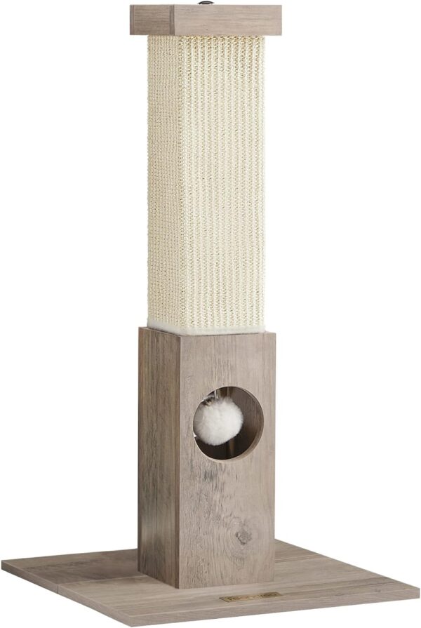 Feandrea Cat Scratching Post, Cat Scratcher for Indoor Cats, 28.7 Inches Tall, Furniture Scratching Deterrent Sisal Scratch Pole with Toy, Greige UPCA021G01