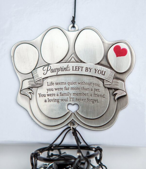 Pet Memorial Wind Chime - 18" Metal Casted Pawprint Wind Chime - A Beautiful Remembrance Gift for a Grieving Pet Owner - Includes Pawprints Left by You Poem Card - Image 6