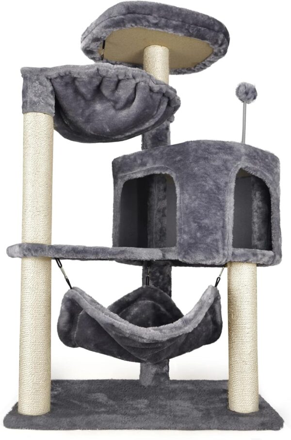 Newest Cat Tree with Cat Condo and Big Hammock，Grey - Image 2