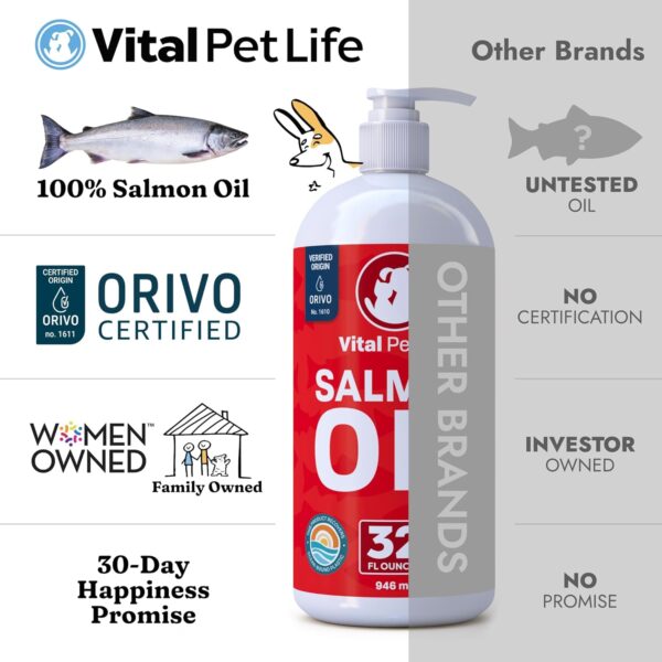 Salmon Oil for Dogs & Cats - Healthy Skin & Coat, Fish Oil, Omega 3 EPA DHA, Liquid Food Supplement for Pets, All Natural, Supports Joint & Bone Health, Natural Allergy & Inflammation Defense, 32 oz - Image 5