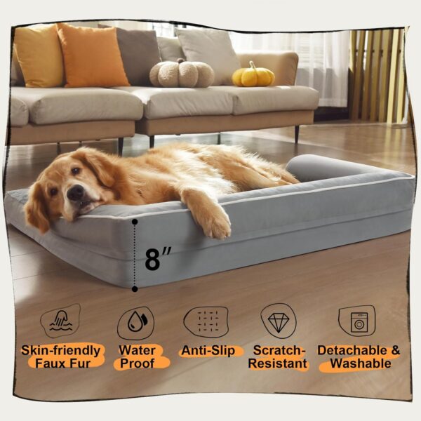 Large Dog Bed Orthopedic Washable - Beds Bolster - Medium XL XLarge Big Dogs - Memory Foam Couch Sofa - Waterproof with Removable Cover - Image 4