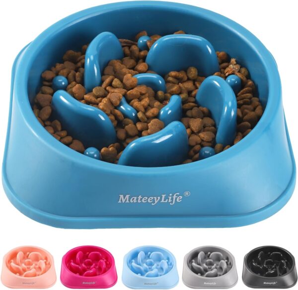 MateeyLife Slow Feeder Dog Bowls, Anti-Choking Puzzle Dog Food Bowls, Non Slip Interactive Dog Feeding Bowls Slow Down Eating, Bloat Stop Maze Dog Dishes Dog Feeder for Medium Large Breeds DarkBlue