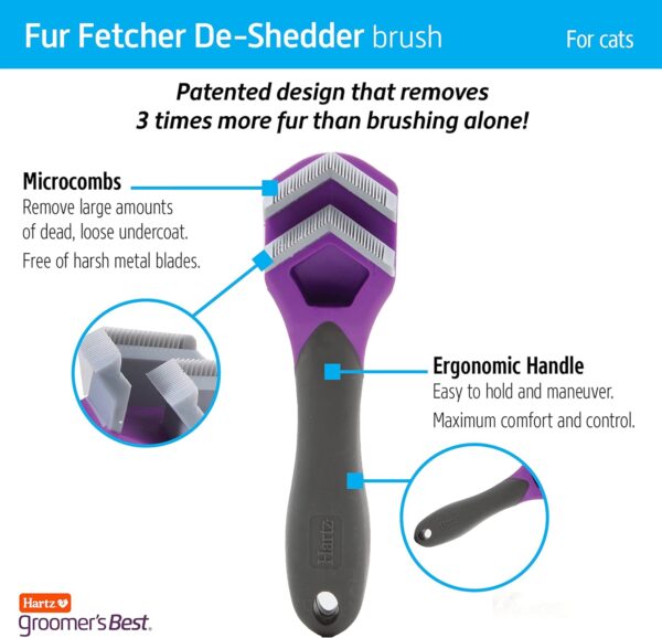 Hartz Groomer's Best Fur Fetcher De-Shedder Cat Brush,Black - Image 5