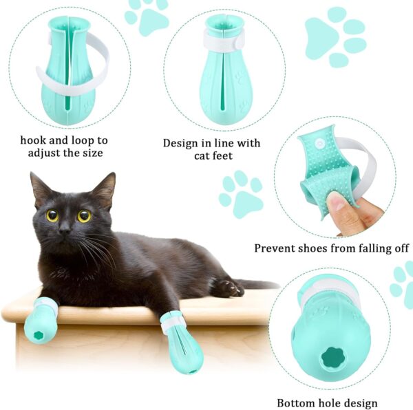 Cat Muzzle for Grooming Cat Adjustable Hood with Cat Paw Covers, Kitten Breathable Anti Bite Muzzles Anti Scratch Boots Silicone Cat Shoes Boots Cat Paw Protector for Cats Bathing Shaving (Medium) - Image 4