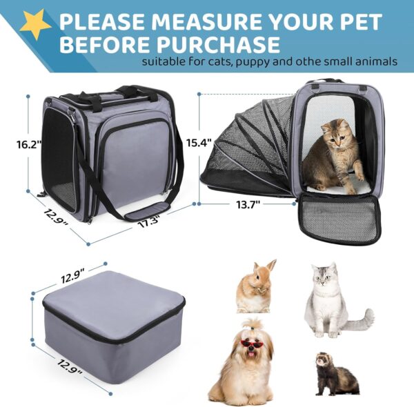 Cat Carrier for Car Travel, Car Travel Carrier with Litter Box, Expandable Soft Sided Pet Carrier for Cats or Puppy, Cat Travel Carrier with Travel Litter Bag - Image 2