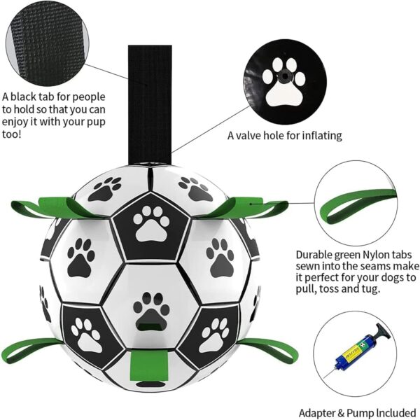 Dog Toys Soccer Ball with Straps, Interactive Dog Toys for Tug of War, Puppy Birthday Gifts, Dog Tug Toy, Dog Water Toy, Durable Dog Balls World Cup for Small & Medium Dogs（6 Inch） - Image 7