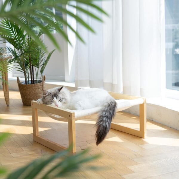 FUKUMARU Cat Bed, Plush Velvet Cat Beds for Indoor Cats, Wooden Cat Hammock, 20 x 16 Inch Cat Couch, Suitable for Cats, Dog, Bunny, Rabbit, Kitten and Small Animal - Image 7