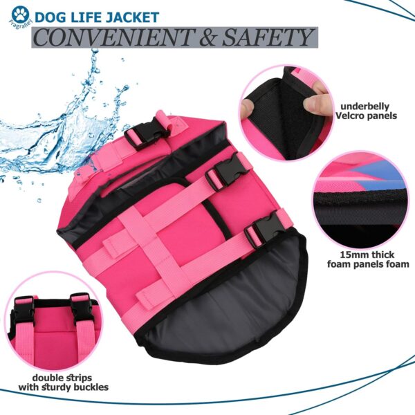 Fragralley Dog Life Jacket Shark, Dog Life Vest Adjustable Ripstop, Dog Swimming Safety Vest with Superior Buoyancy & Rescue Handle for Small Medium Large Dogs, Swim, Pool, Beach, Boating - Image 5