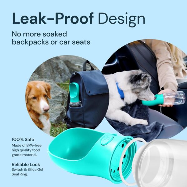 MalsiPree Dog Water Bottle Portable – Leak Proof and Lightweight Water Bottle for Dogs – Dog Travel Water Bottle with Bowl – Dog Walking Accessories (19OZ, Blue) - Image 3