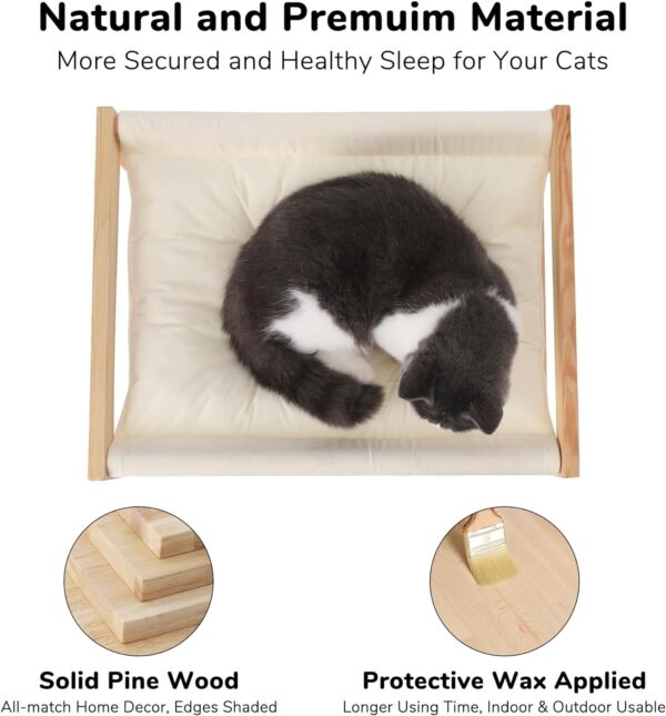 FUKUMARU Cat Bed, Plush Velvet Cat Beds for Indoor Cats, Wooden Cat Hammock, 20 x 16 Inch Cat Couch, Suitable for Cats, Dog, Bunny, Rabbit, Kitten and Small Animal - Image 3