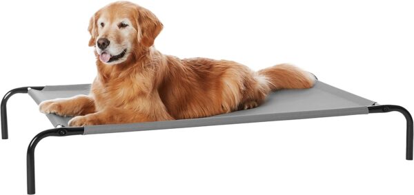 Amazon Basics Cooling Elevated Dog Bed with Metal Frame, Large, 51 x 31 x 8 Inch, Grey