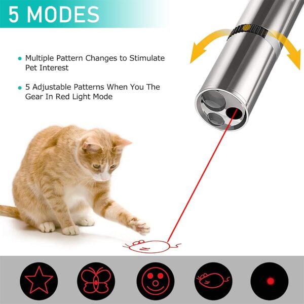 Cowjag Cat Toys, Laser Pointer with 7 Adjustable Patterns, USB Recharge Laser, Long Range and 3 Modes Training Chaser Interactive Toy, Birds Toys, Dog Laser Pen Toy（2Pcs） - Image 3