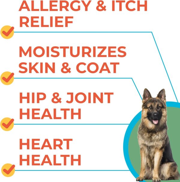 Omega 3 Fish Oil for Dogs (180 Ct) - Skin & Coat Chews - Dry & Itchy Skin Relief + Allergy Support - Shiny Coats - EPA&DHA Fatty Acids - Natural Salmon Oil Chews Promotes Heart, Hip & Joint Support - Image 2