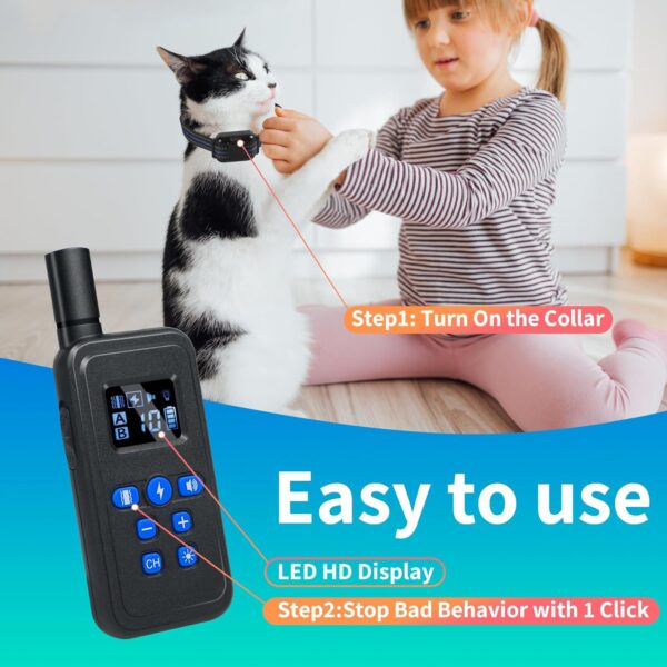 Lightest Cat Training Collar, Cat Safe Shock Collar with Shock, Vibration, Beep 3 Modes to Stop Meowing, Rechargeable, Effective for Bad Behavior(5-15lb Cat and Mini Dog) - Image 3