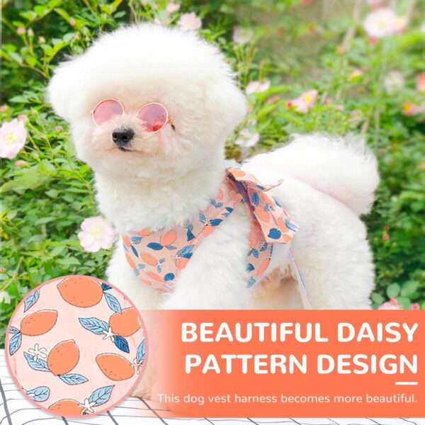 Dog Harness and Leash Set with Bow Knot No Pull Pet Floral Harness with D-Ring Soft Mesh Dog Harness Vest Set Escape Proof Princess Puppy Harness for Small Girl Dogs Cats（Orange M） - Image 4